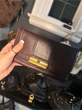 Coach Brown Leather Wallet with Gold Hardware